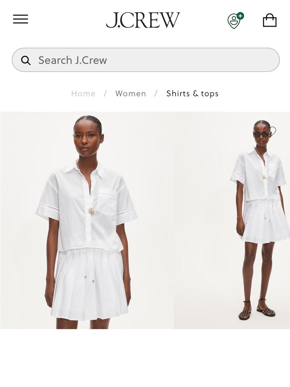 J. Crew Étienne cropped button-up shirt in eyelet sateen - White